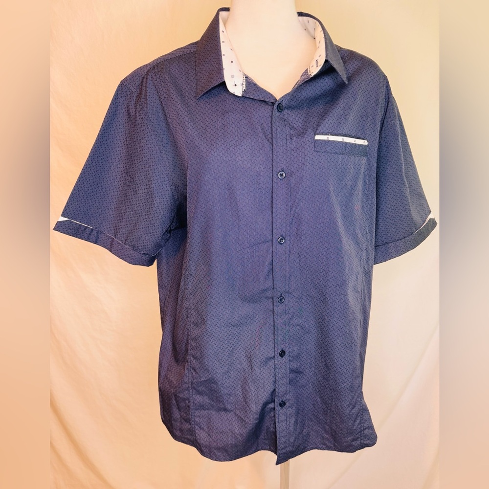 7Diamonds Men’s size XL Dark Blue‎ Casual Button Down Shirt
